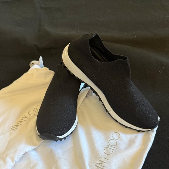 JIMMY CHOO Verona metallic stretch-knit slip-on sneakers - Picture 4 of 5